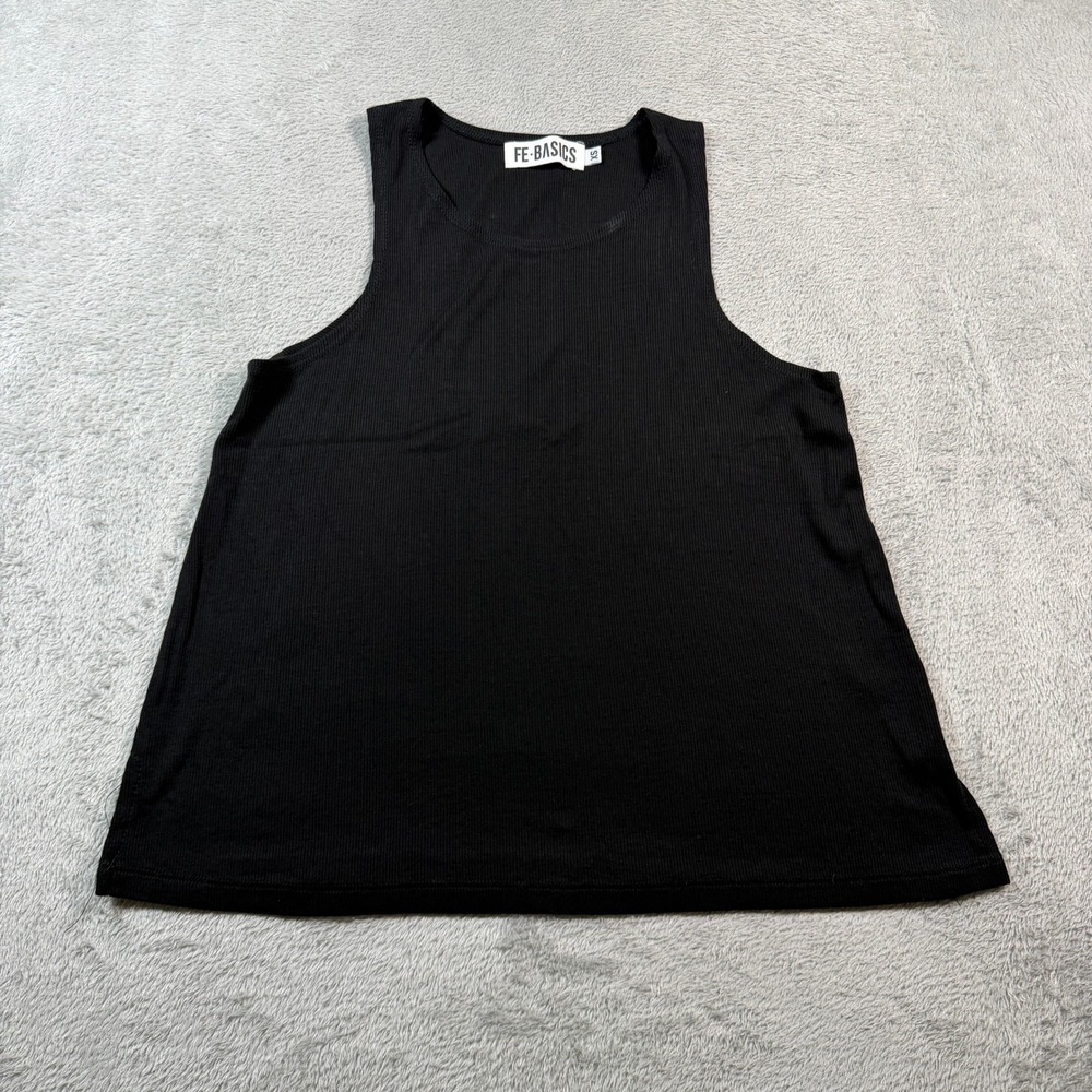 Fighting Eel FE-BASICS Tank Top Women XS Black Ribbed Sleeveless High Neck Rayon